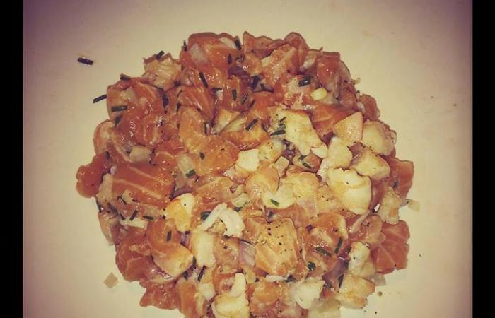 Rgime Dukan (recette minceur) : Tartare de Saumon et crevettes #dukan https://www.proteinaute.com/recette-tartare-de-saumon-et-crevettes-11237.html