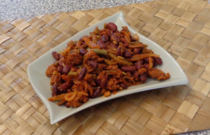 Rgime Dukan (recette minceur) : Chili rapide aux haricots rouges et verts #dukan https://www.proteinaute.com/recette-chili-rapide-aux-haricots-rouges-et-verts-11538.html