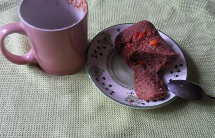 Rgime Dukan (recette minceur) : Mug Cake chocolat Goji #dukan https://www.proteinaute.com/recette-mug-cake-chocolat-goji-13331.html