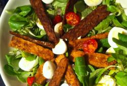 Recette Dukan : Salade de mche, oeufs de cailles et tempeh snack 