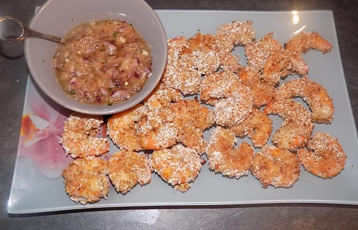 Rgime Dukan (recette minceur) : Crevettes panes et chutney ananas  #dukan https://www.proteinaute.com/recette-crevettes-panees-et-chutney-ananas-12664.html