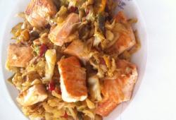 Rgime Dukan, la recette Wok de chou pomm au saumon 