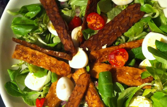 Rgime Dukan (recette minceur) : Salade de mche, oeufs de cailles et tempeh snack  #dukan https://www.proteinaute.com/recette-salade-de-mache-oeufs-de-cailles-et-tempeh-snacke-13867.html