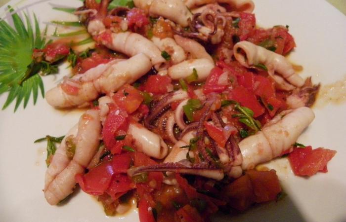 Crevettes rose et petits encornets 