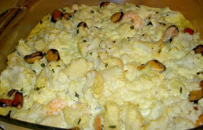 Rgime Dukan (recette minceur) : Gratin de chou-fleur aux moules #dukan https://www.proteinaute.com/recette-gratin-de-chou-fleur-aux-moules-2372.html